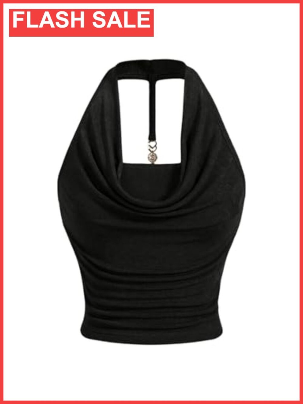 Halter Neck Sleeveless Tank Top Backless Draped Front Slim Fit Party Club